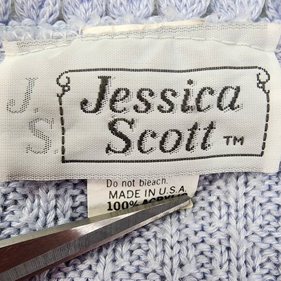 Vintage Jessica Scott Sweater Womens M Blue Crew Neck Short Sleeve Lightweight - Picture 4 of 8